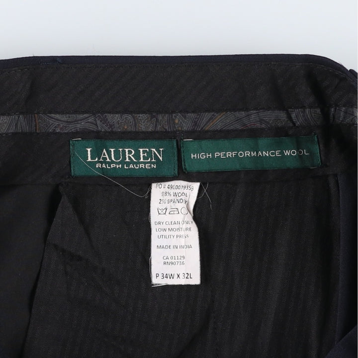 Ralph Lauren LAUREN wool trousers/slacks for men, size W35 (approx.) wool navy blue type Vintage Second Hand