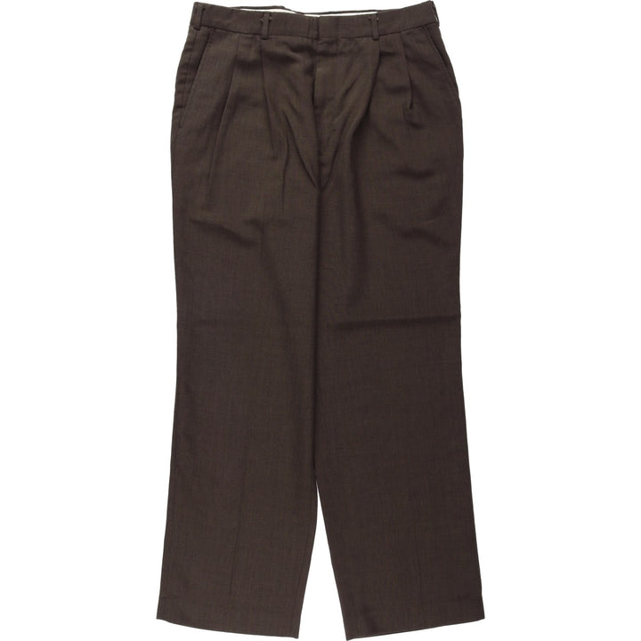 80s-90'S TOWNCRAFT Pleated Trousers, Two-Pleat Slacks, Made in USA, Men's W34 (approx.), Vintage polyester walnut Vintage Second Hand
