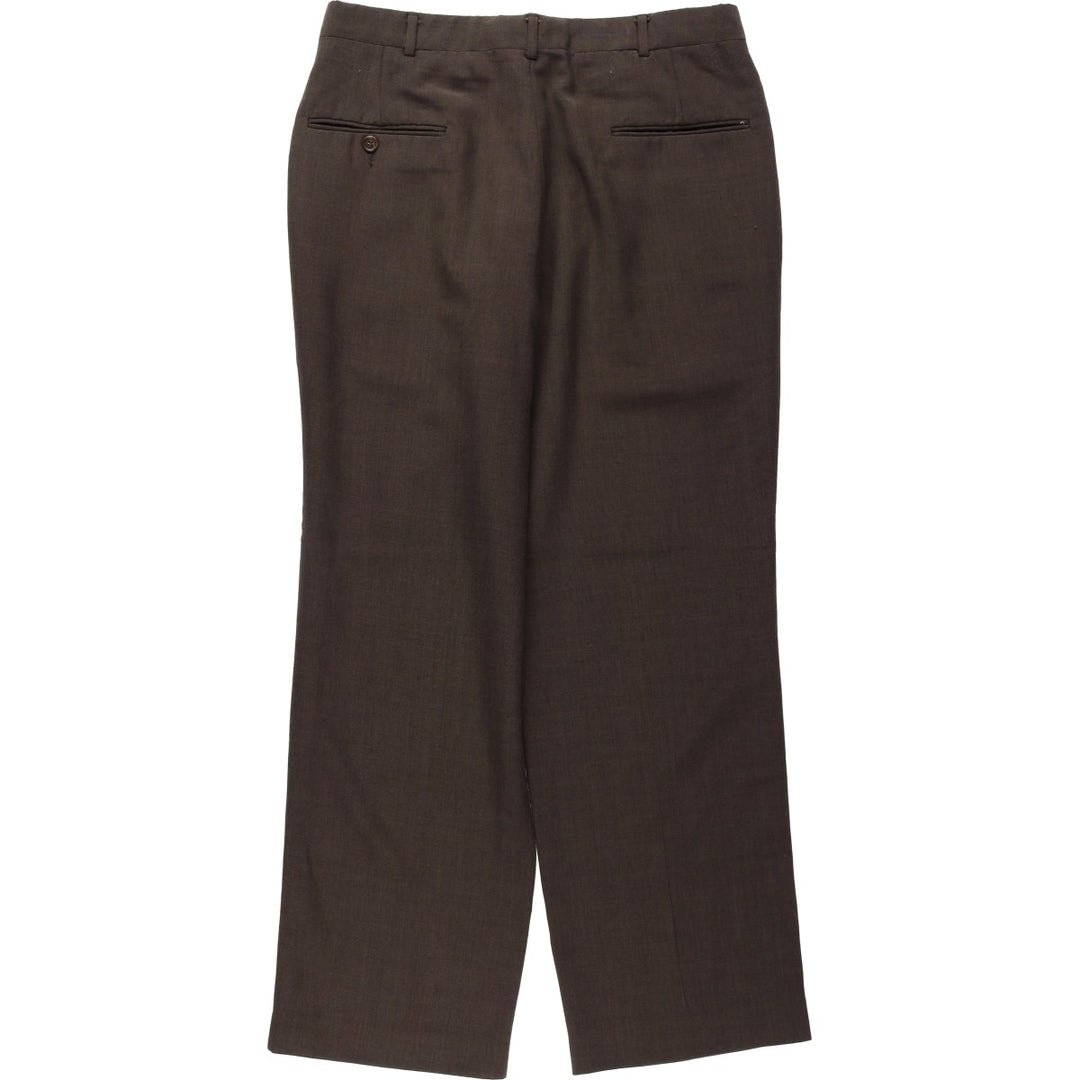 80s-90'S TOWNCRAFT Pleated Trousers, Two-Pleat Slacks, Made in USA, Men's W34 (approx.), Vintage polyester walnut Vintage Second Hand