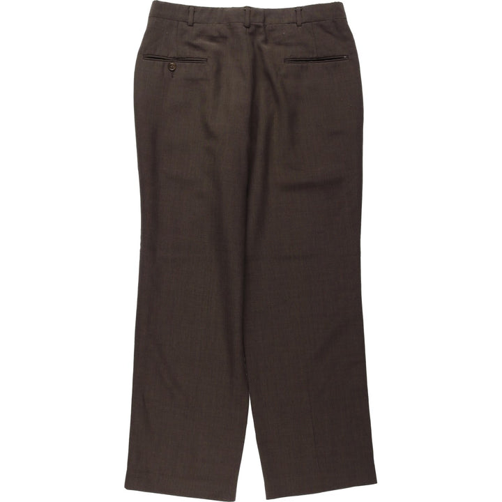80s-90'S TOWNCRAFT Pleated Trousers, Two-Pleat Slacks, Made in USA, Men's W34 (approx.), Vintage polyester walnut Vintage Second Hand