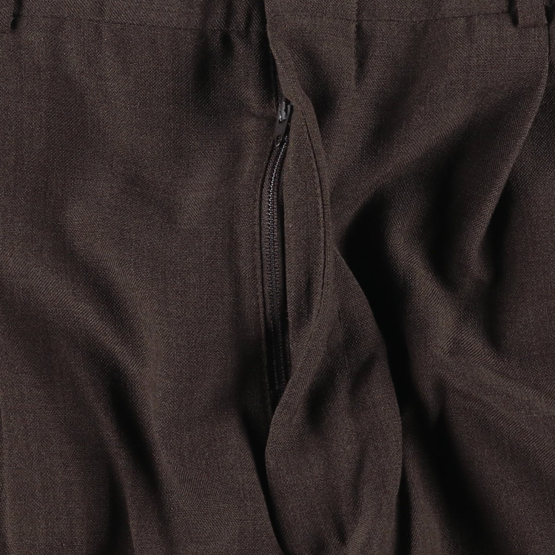 80s-90'S TOWNCRAFT Pleated Trousers, Two-Pleat Slacks, Made in USA, Men's W34 (approx.), Vintage polyester walnut Vintage Second Hand