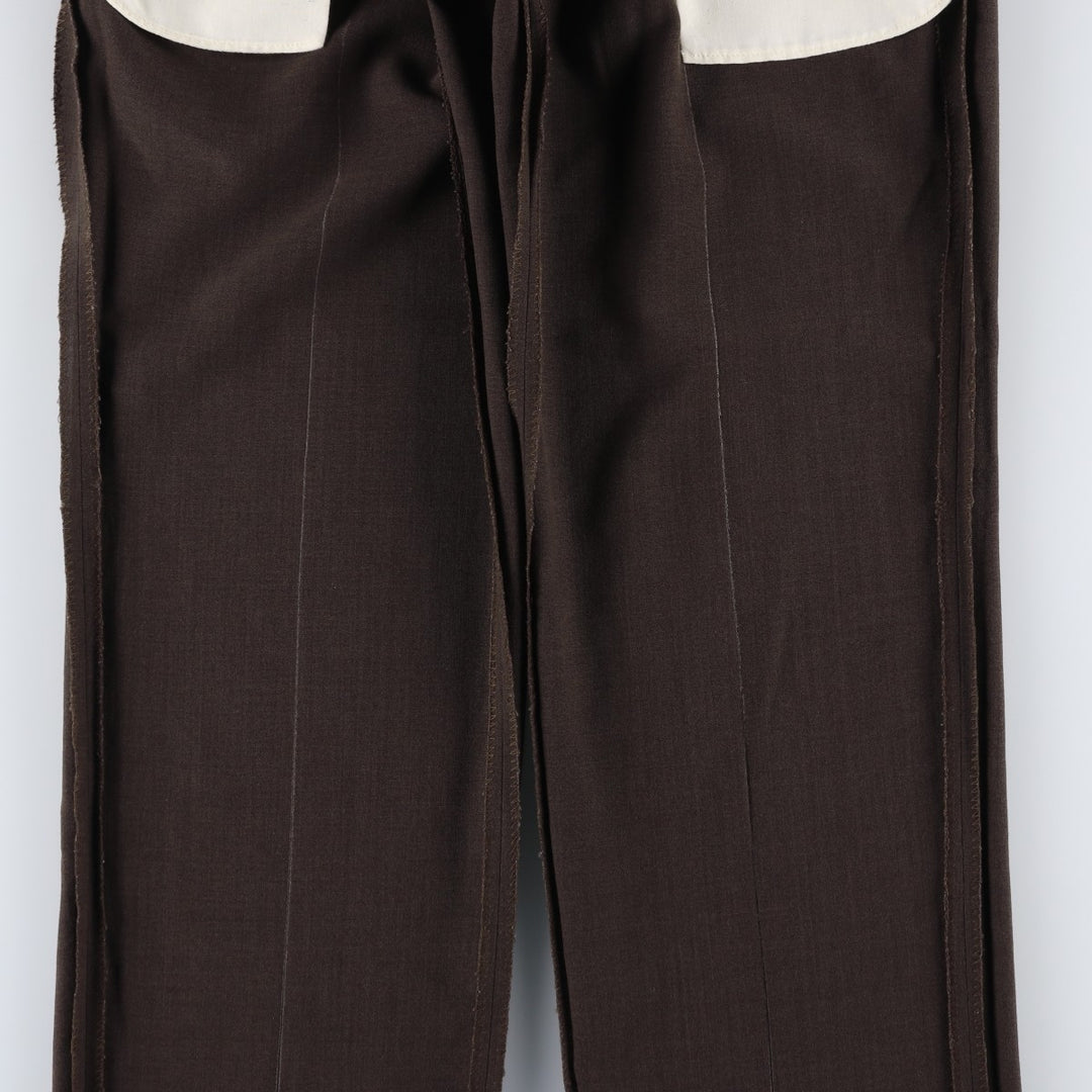 80s-90'S TOWNCRAFT Pleated Trousers, Two-Pleat Slacks, Made in USA, Men's W34 (approx.), Vintage polyester walnut Vintage Second Hand
