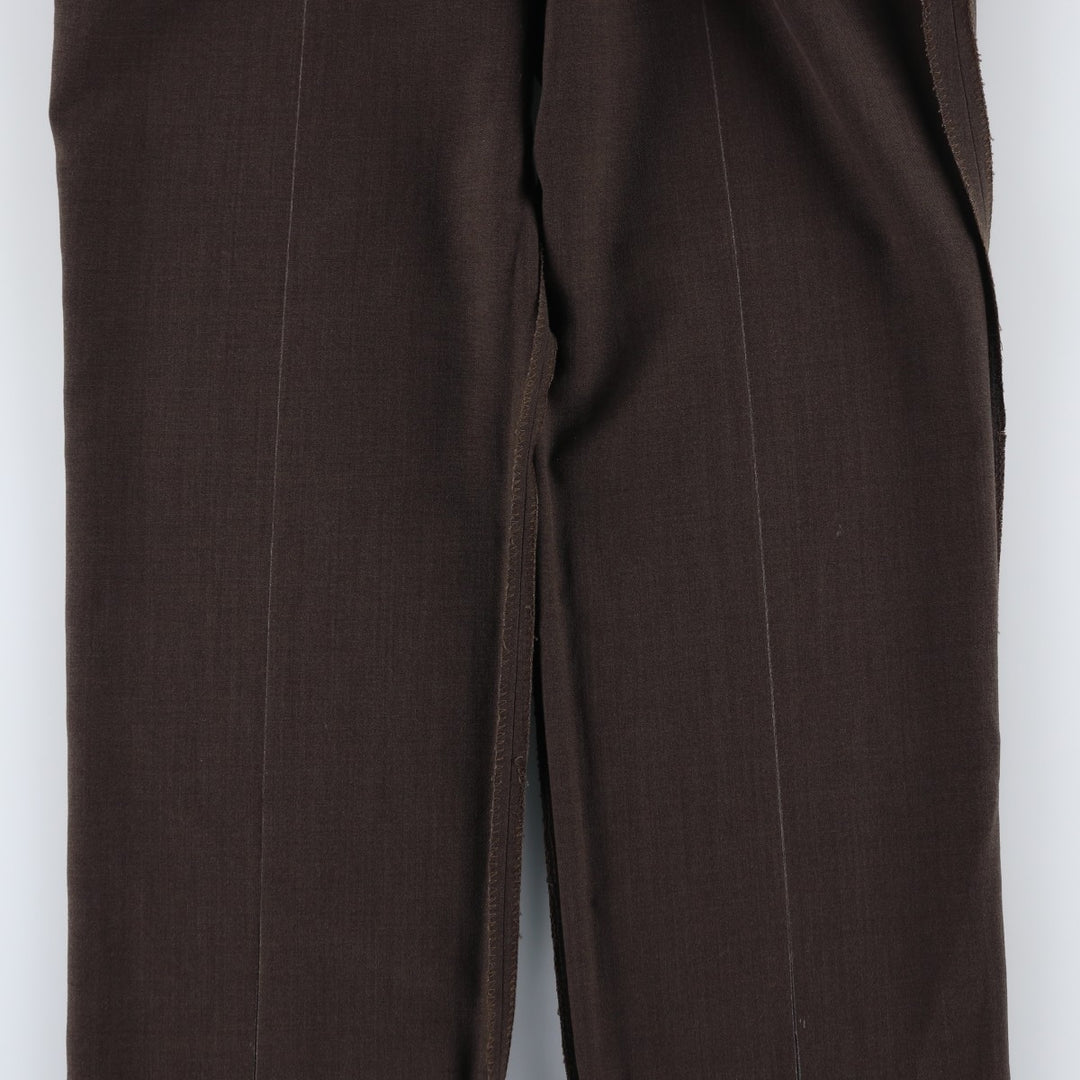 80s-90'S TOWNCRAFT Pleated Trousers, Two-Pleat Slacks, Made in USA, Men's W34 (approx.), Vintage polyester walnut Vintage Second Hand