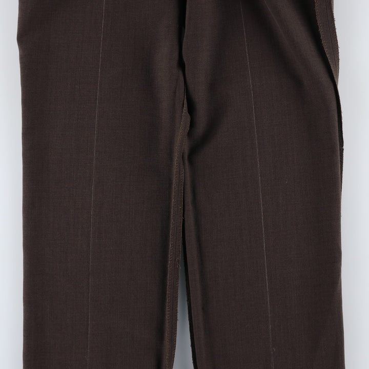 80s-90'S TOWNCRAFT Pleated Trousers, Two-Pleat Slacks, Made in USA, Men's W34 (approx.), Vintage polyester walnut Vintage Second Hand