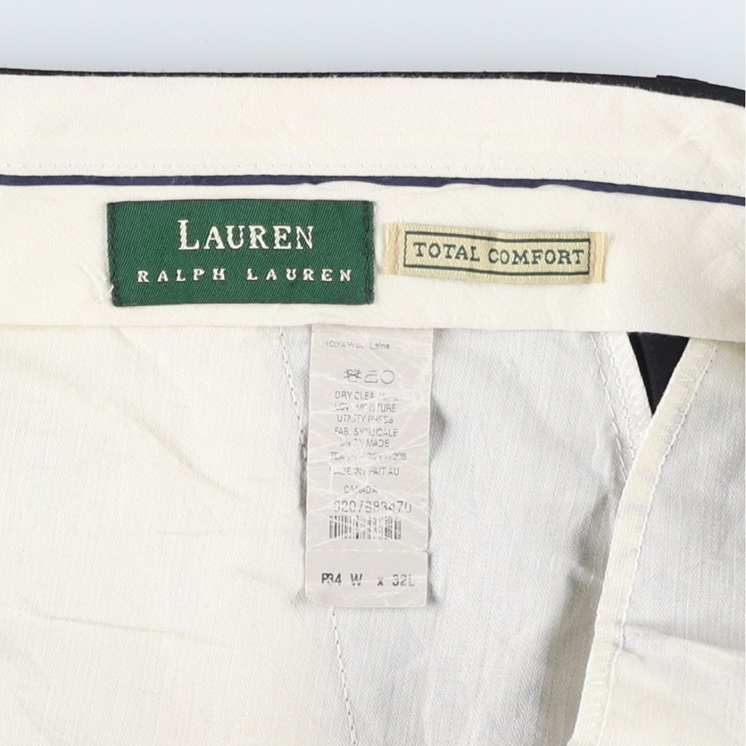 Ralph Lauren Total Comfort two-pleat wool trousers/slacks, made in Canada, men's size W35 (approx.) wool black type Vintage Second Hand
