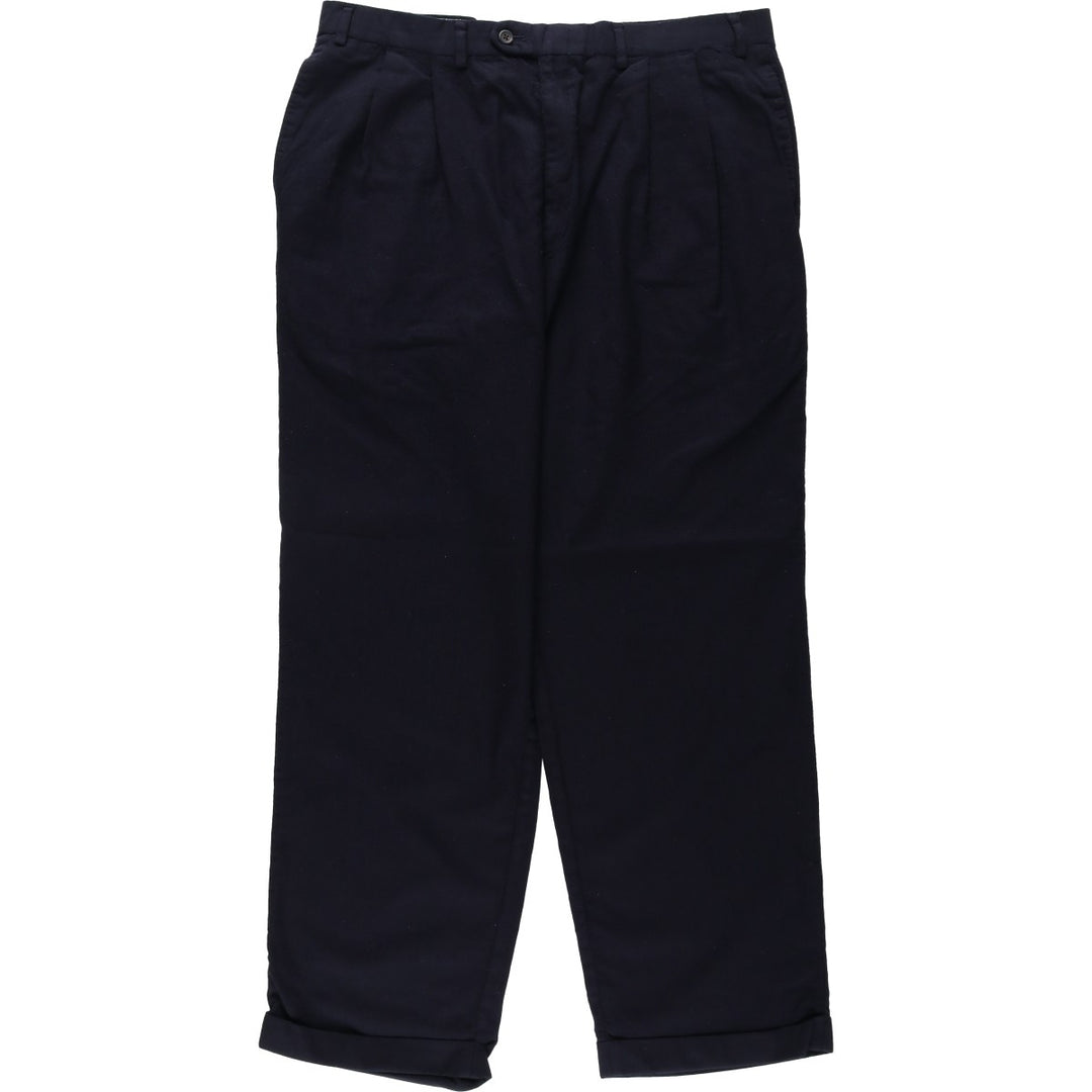 Ralph Lauren LAUREN Two-pleat Wool Pants, Men's Slacks, Size W37 wool navy blue type Vintage Second Hand