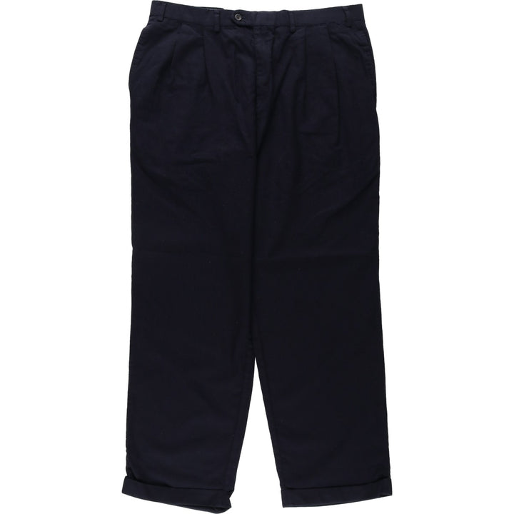 Ralph Lauren LAUREN Two-pleat Wool Pants, Men's Slacks, Size W37 wool navy blue type Vintage Second Hand
