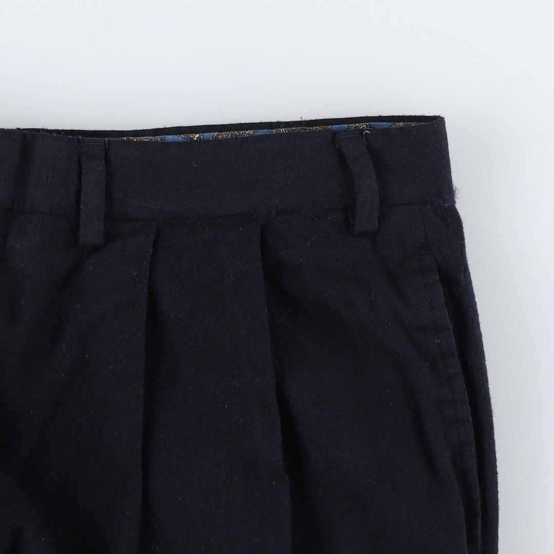 Ralph Lauren LAUREN Two-pleat Wool Pants, Men's Slacks, Size W37 wool navy blue type Vintage Second Hand