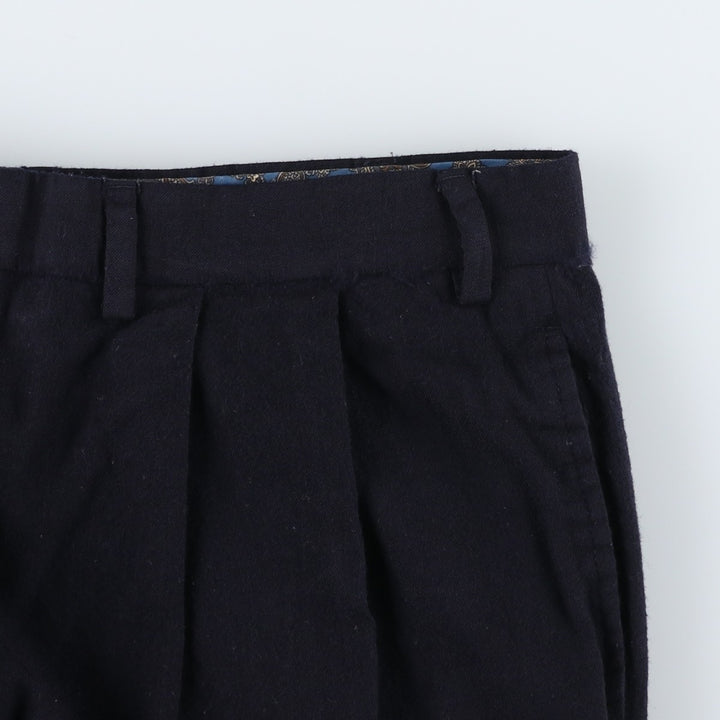 Ralph Lauren LAUREN Two-pleat Wool Pants, Men's Slacks, Size W37 wool navy blue type Vintage Second Hand