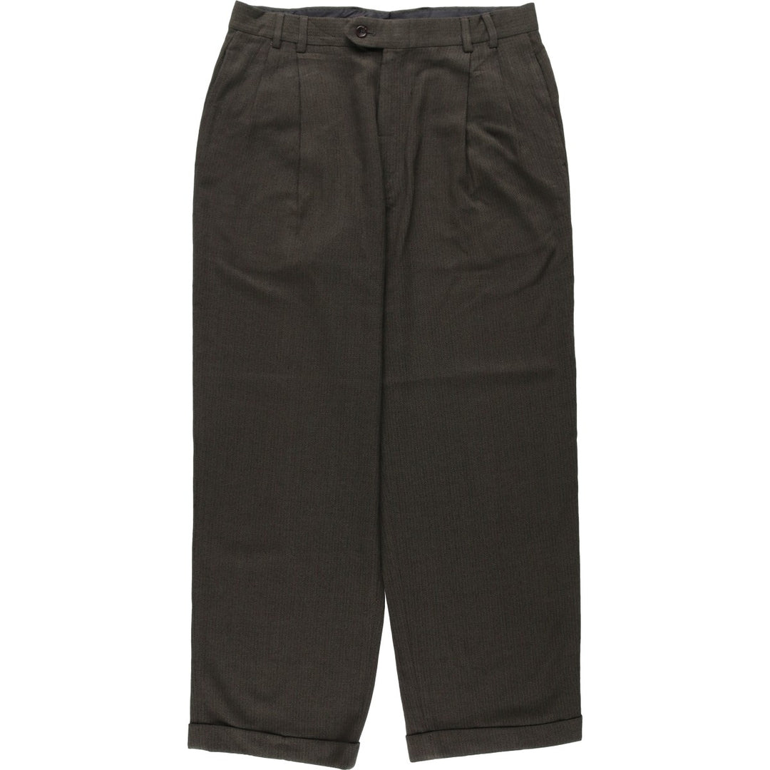 All-over print, two-pleat slacks, men's size W32 (approx.), vintage. unclear Khaki type Vintage Second Hand