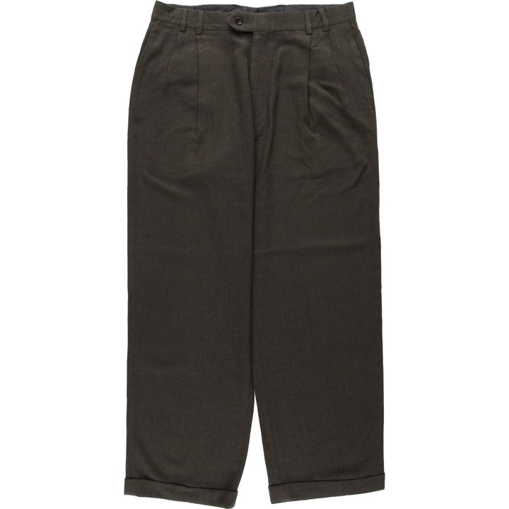 All-over print, two-pleat slacks, men's size W32 (approx.), vintage. unclear Khaki type Vintage Second Hand