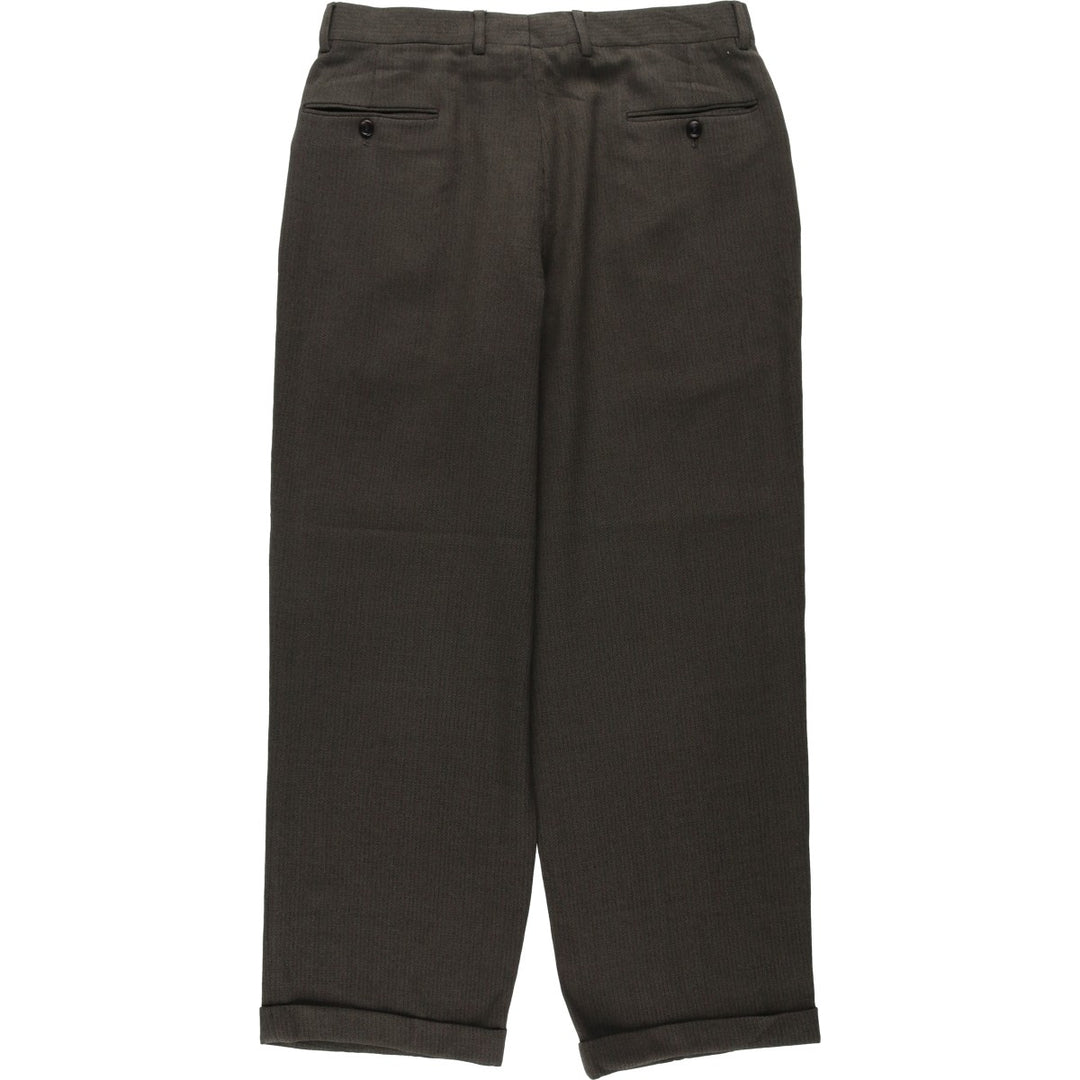 All-over print, two-pleat slacks, men's size W32 (approx.), vintage. unclear Khaki type Vintage Second Hand