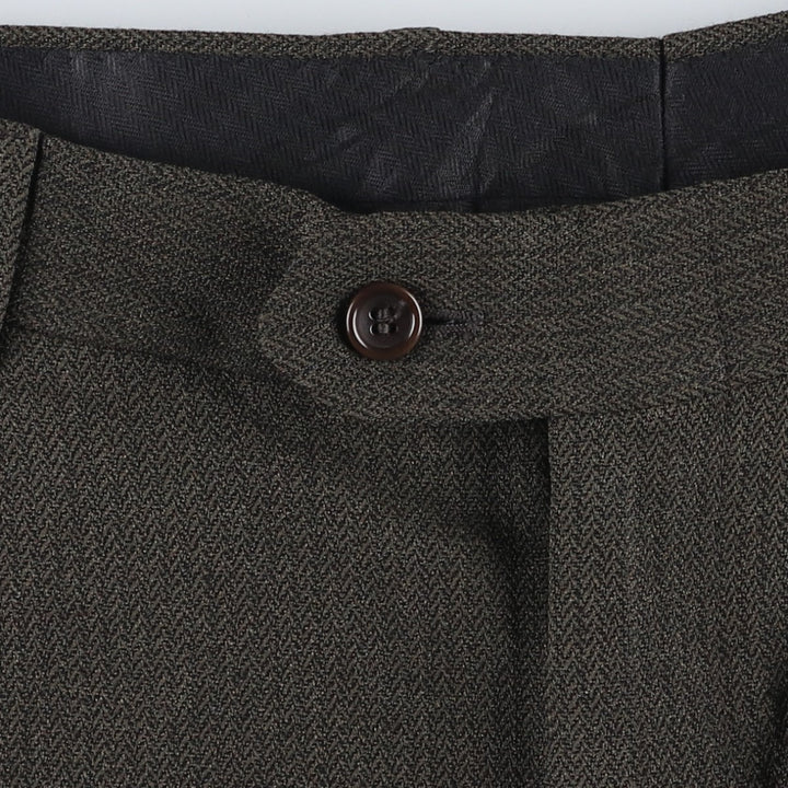 All-over print, two-pleat slacks, men's size W32 (approx.), vintage. unclear Khaki type Vintage Second Hand