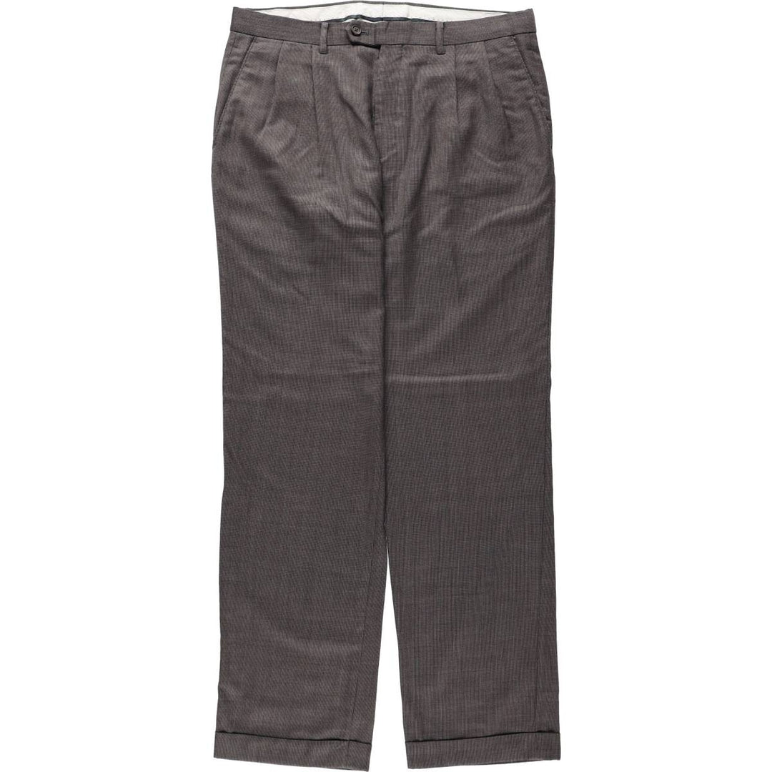 Ralph Lauren LAUREN all-over print two-pleat wool trousers/slacks, men's size W35 (approx.) wool gray type Vintage Second Hand