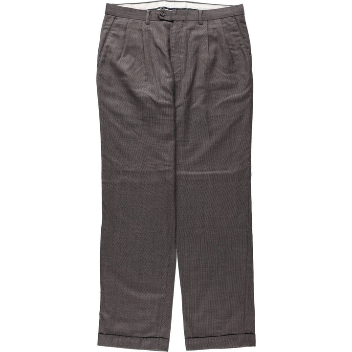 Ralph Lauren LAUREN all-over print two-pleat wool trousers/slacks, men's size W35 (approx.) wool gray type Vintage Second Hand