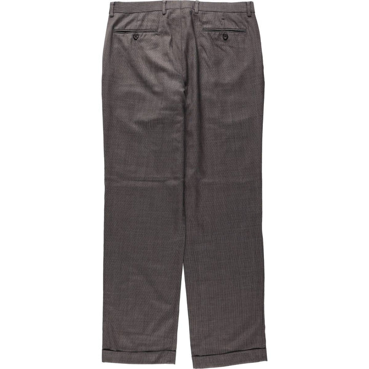 Ralph Lauren LAUREN all-over print two-pleat wool trousers/slacks, men's size W35 (approx.) wool gray type Vintage Second Hand