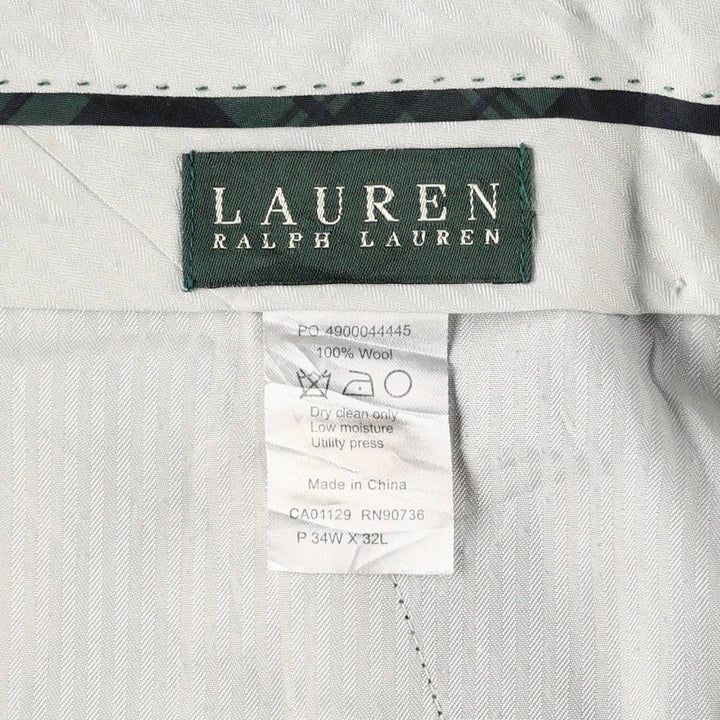 Ralph Lauren LAUREN all-over print two-pleat wool trousers/slacks, men's size W35 (approx.) wool gray type Vintage Second Hand