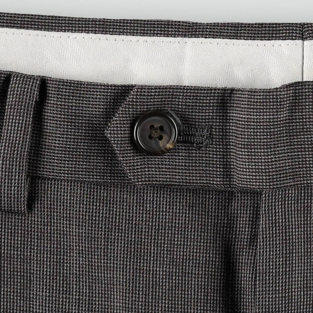 Ralph Lauren LAUREN all-over print two-pleat wool trousers/slacks, men's size W35 (approx.) wool gray type Vintage Second Hand