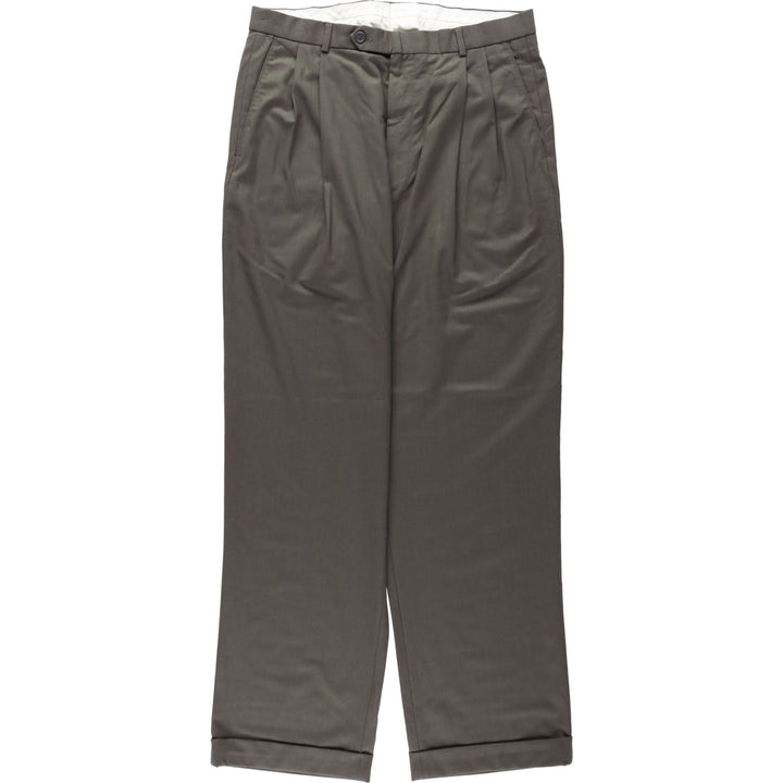 2000'S Brooks Brothers 346 Two-Pleat Wool Trousers, Men's Size W33 (approx.) wool Khaki type Vintage Second Hand