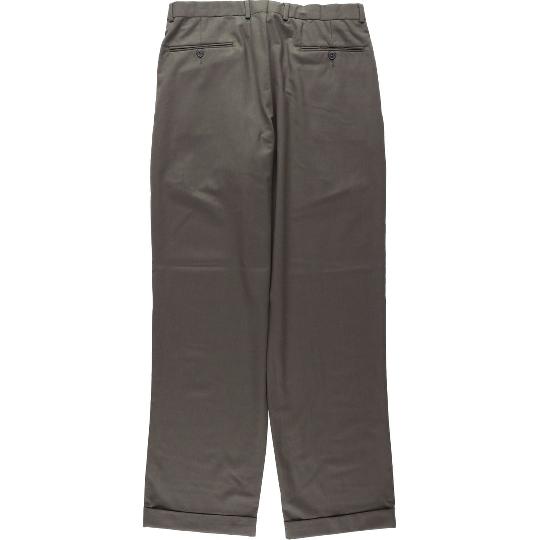 2000'S Brooks Brothers 346 Two-Pleat Wool Trousers, Men's Size W33 (approx.) wool Khaki type Vintage Second Hand
