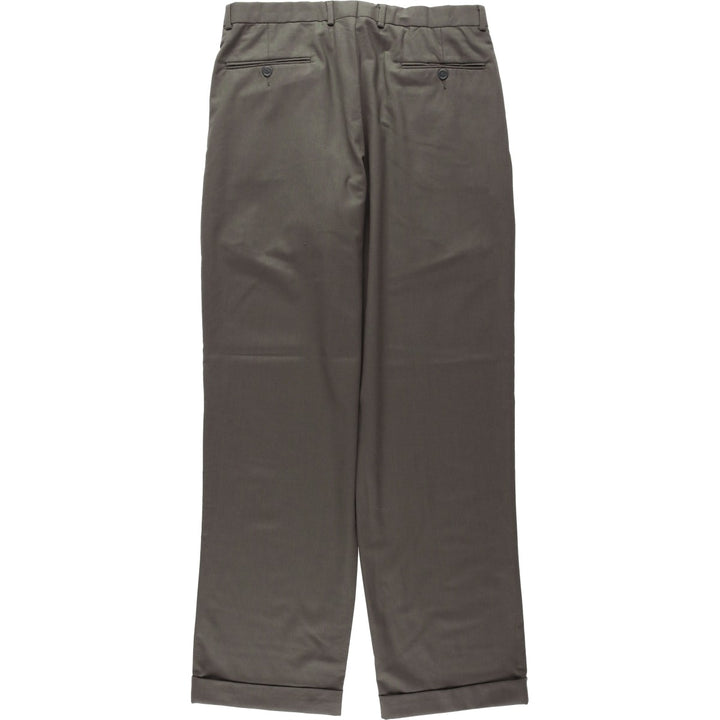 2000'S Brooks Brothers 346 Two-Pleat Wool Trousers, Men's Size W33 (approx.) wool Khaki type Vintage Second Hand