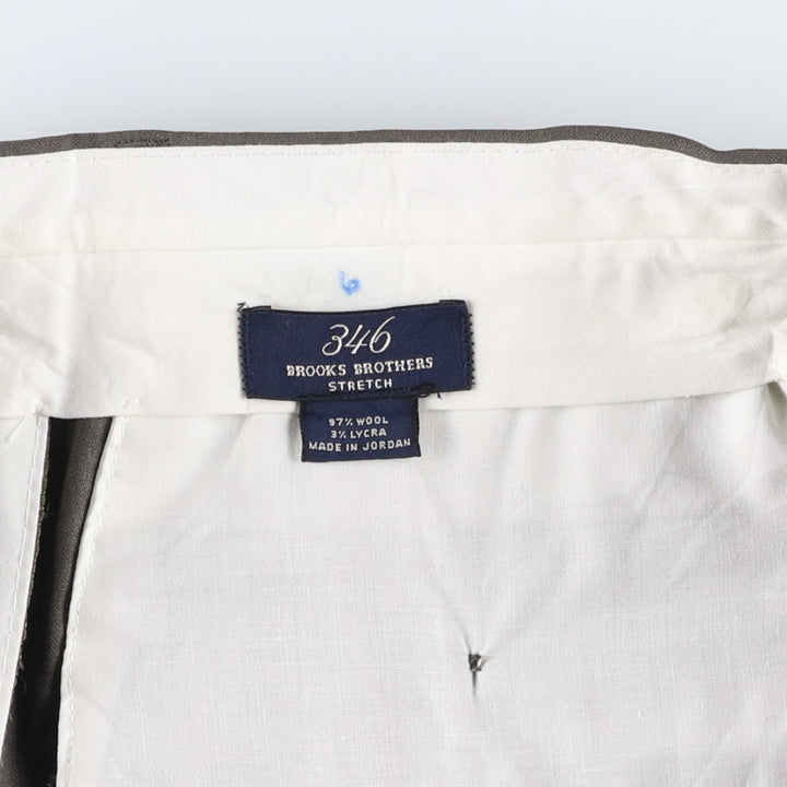 2000'S Brooks Brothers 346 Two-Pleat Wool Trousers, Men's Size W33 (approx.) wool Khaki type Vintage Second Hand