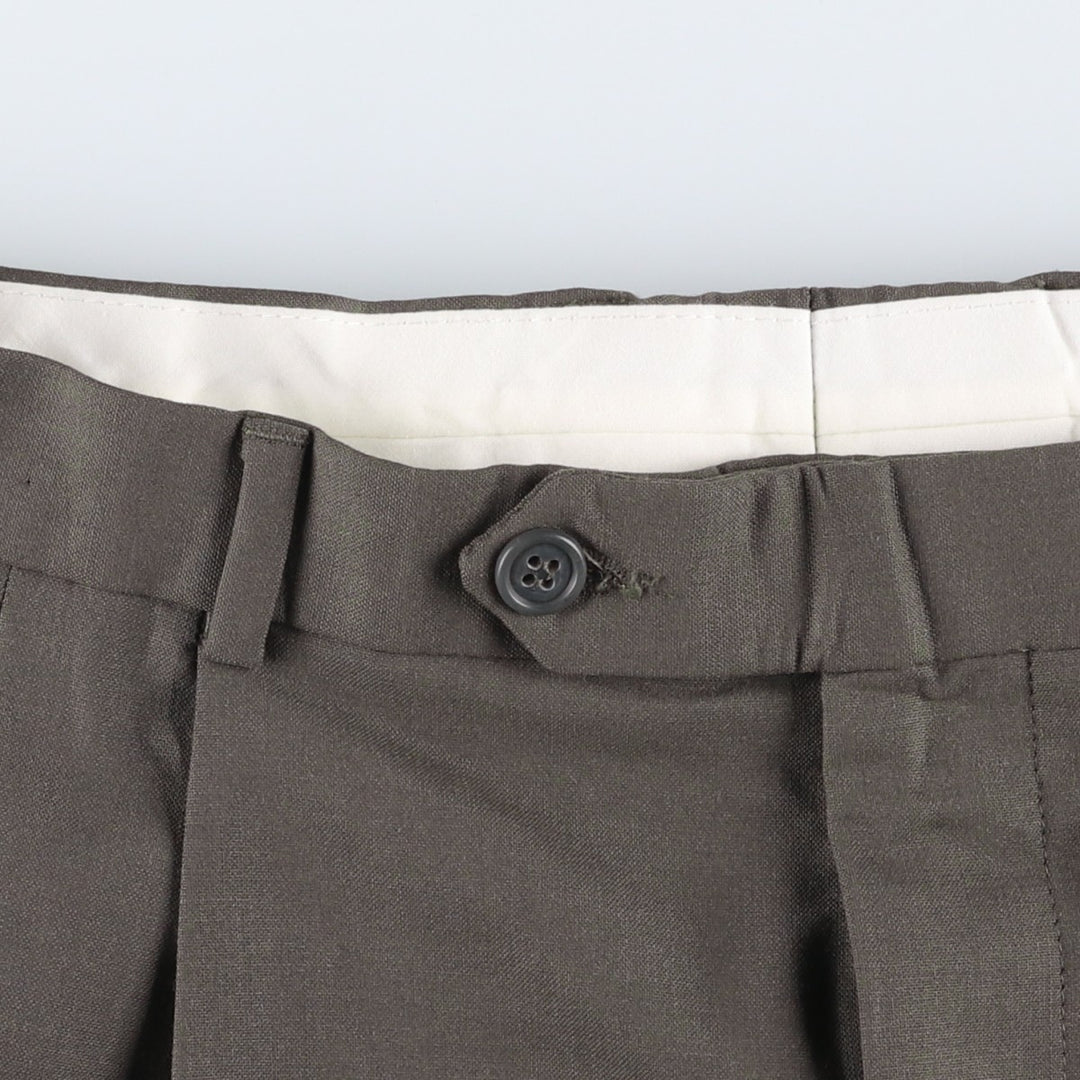 2000'S Brooks Brothers 346 Two-Pleat Wool Trousers, Men's Size W33 (approx.) wool Khaki type Vintage Second Hand