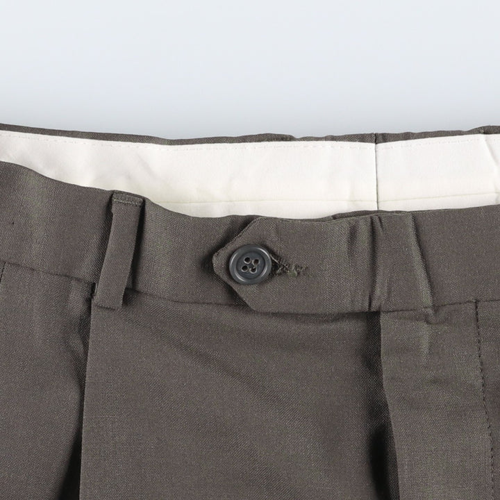 2000'S Brooks Brothers 346 Two-Pleat Wool Trousers, Men's Size W33 (approx.) wool Khaki type Vintage Second Hand