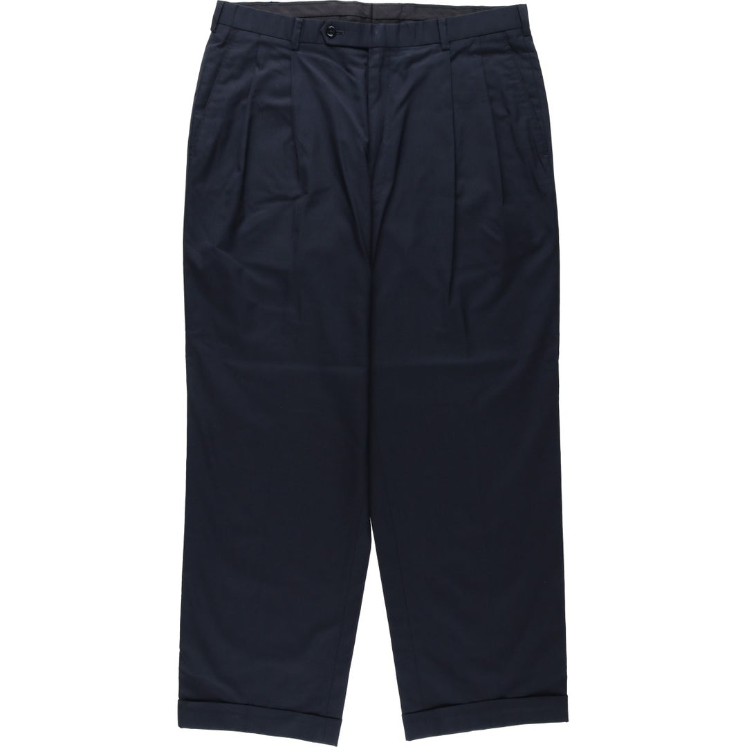 Brooks Brothers ESTABLISHED 1818 Two-Pleat Polyester x Cotton Slacks Pants, Men's W36 (approx.) cotton navy blue type Vintage Second Hand