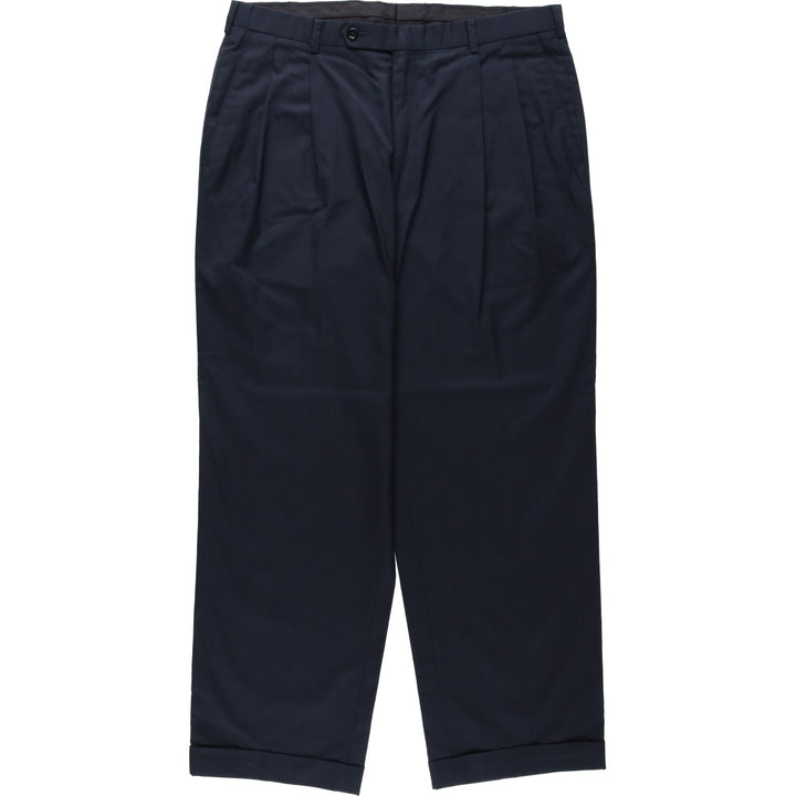 Brooks Brothers ESTABLISHED 1818 Two-Pleat Polyester x Cotton Slacks Pants, Men's W36 (approx.) cotton navy blue type Vintage Second Hand