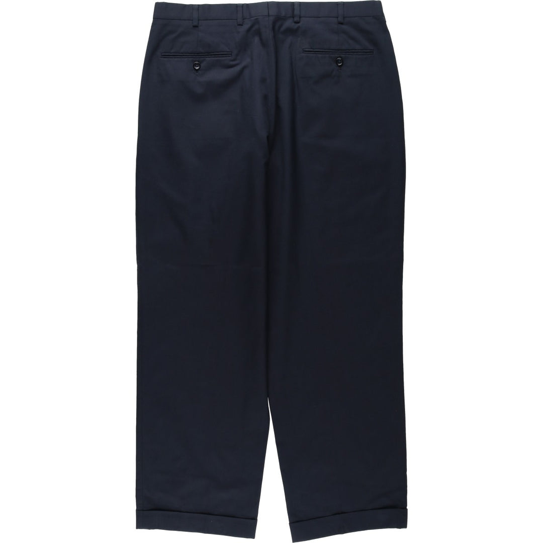 Brooks Brothers ESTABLISHED 1818 Two-Pleat Polyester x Cotton Slacks Pants, Men's W36 (approx.) cotton navy blue type Vintage Second Hand