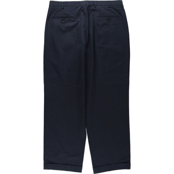 Brooks Brothers ESTABLISHED 1818 Two-Pleat Polyester x Cotton Slacks Pants, Men's W36 (approx.) cotton navy blue type Vintage Second Hand