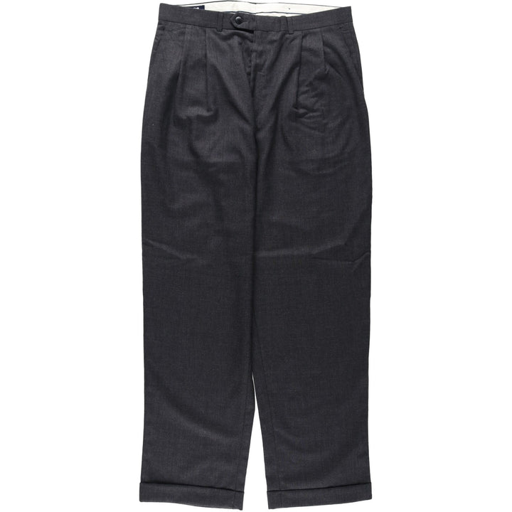 Ralph Lauren CHAPS Chaps, two-pleat wool pants, slacks, made in Canada, men's w34 equivalent wool Charcoal Vintage Second Hand