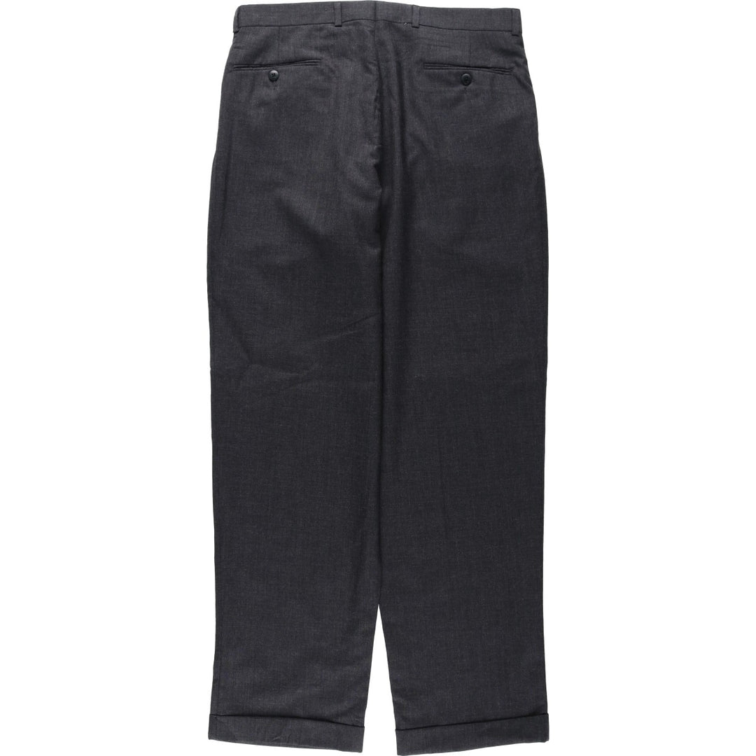 Ralph Lauren CHAPS Chaps, two-pleat wool pants, slacks, made in Canada, men's w34 equivalent wool Charcoal Vintage Second Hand
