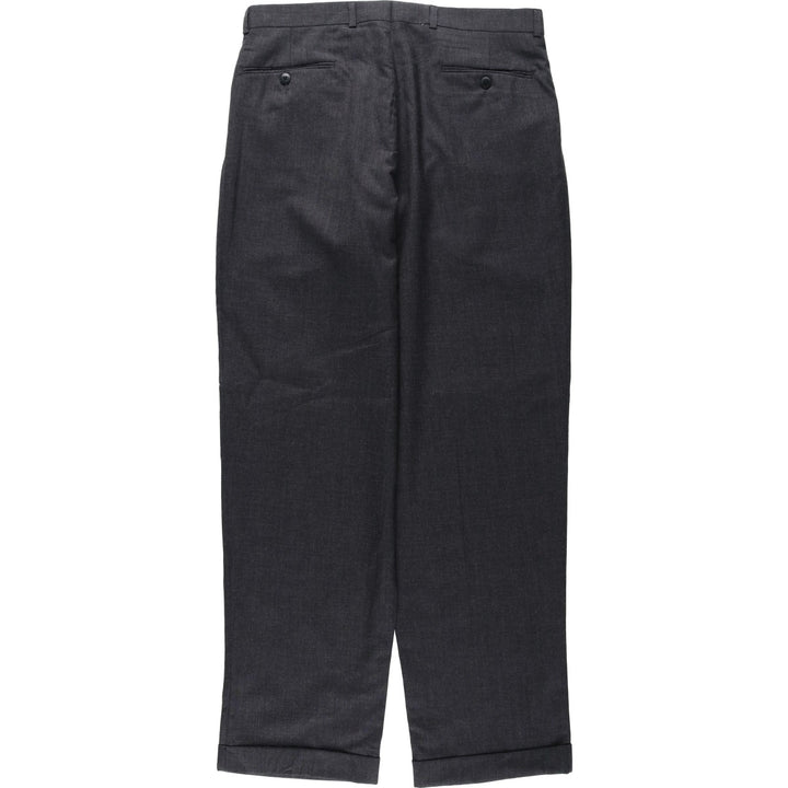 Ralph Lauren CHAPS Chaps, two-pleat wool pants, slacks, made in Canada, men's w34 equivalent wool Charcoal Vintage Second Hand