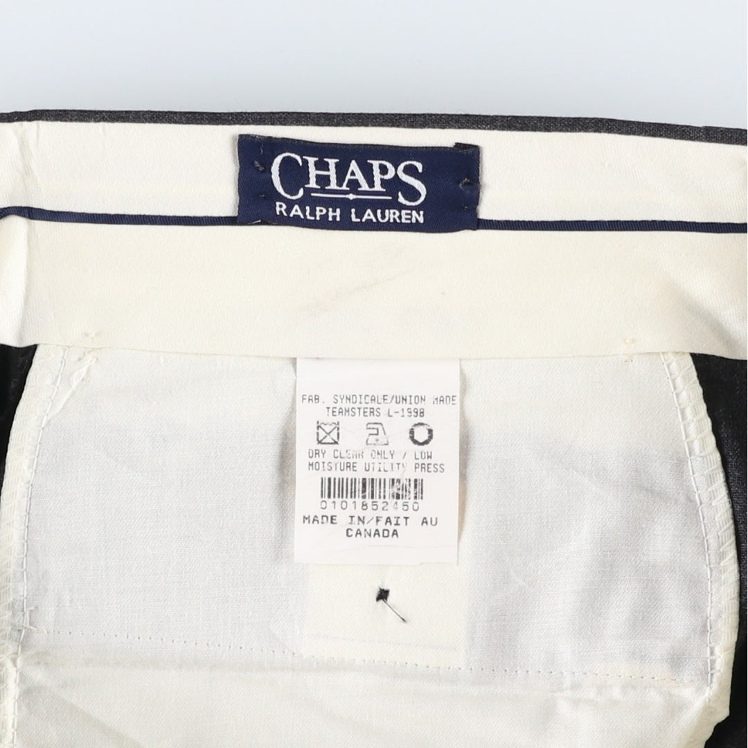 Ralph Lauren CHAPS Chaps, two-pleat wool pants, slacks, made in Canada, men's w34 equivalent wool Charcoal Vintage Second Hand
