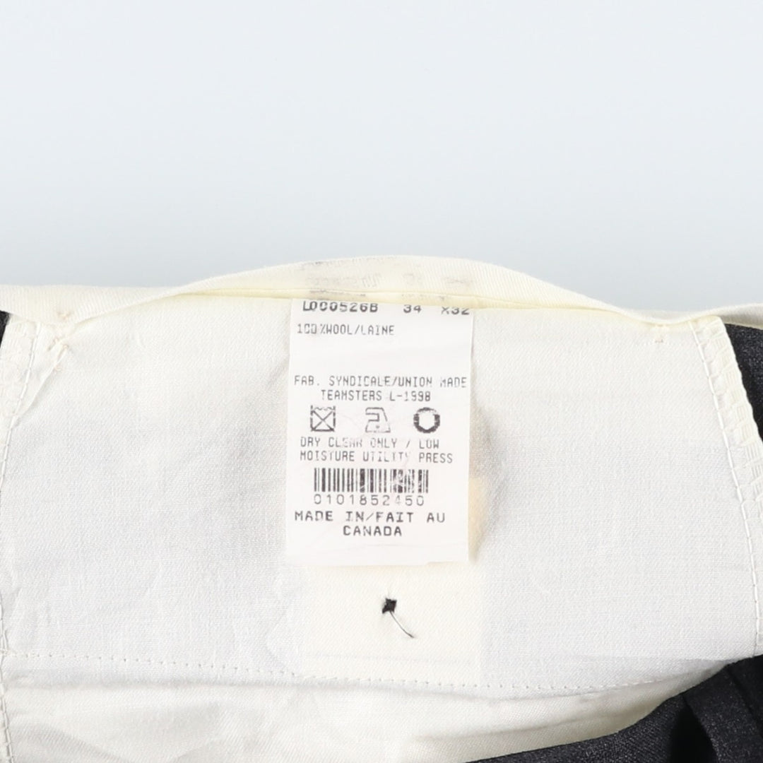 Ralph Lauren CHAPS Chaps, two-pleat wool pants, slacks, made in Canada, men's w34 equivalent wool Charcoal Vintage Second Hand
