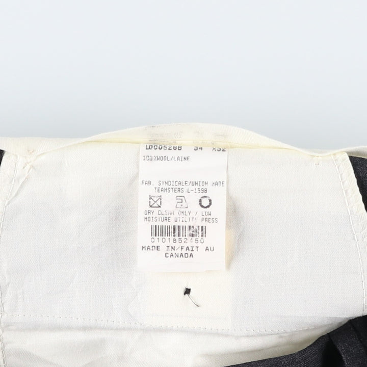 Ralph Lauren CHAPS Chaps, two-pleat wool pants, slacks, made in Canada, men's w34 equivalent wool Charcoal Vintage Second Hand