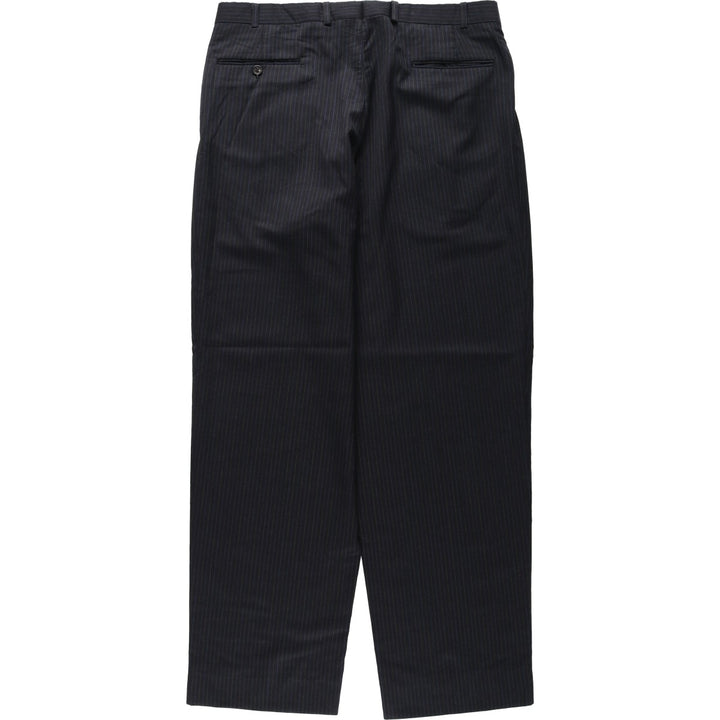 Ralph Lauren CHAPS Stripe Pattern Two-Pleat Wool Trousers/Slacks Men's W35 (approx.) wool black type Vintage Second Hand