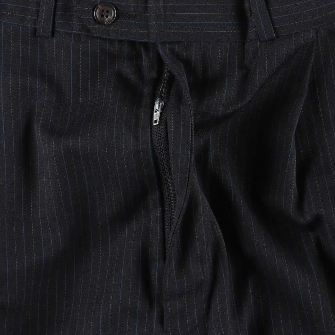 Ralph Lauren CHAPS Stripe Pattern Two-Pleat Wool Trousers/Slacks Men's W35 (approx.) wool black type Vintage Second Hand
