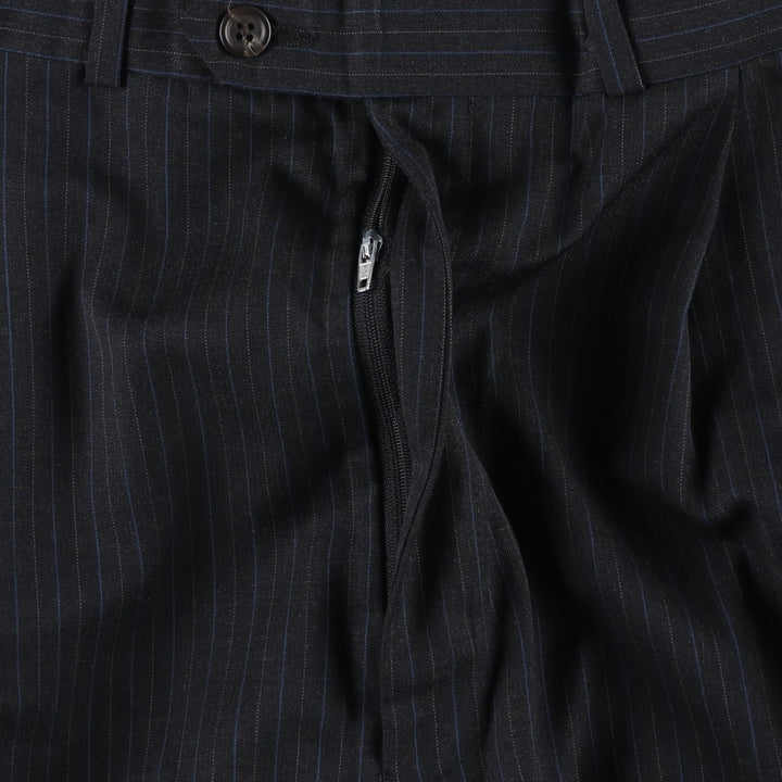 Ralph Lauren CHAPS Stripe Pattern Two-Pleat Wool Trousers/Slacks Men's W35 (approx.) wool black type Vintage Second Hand