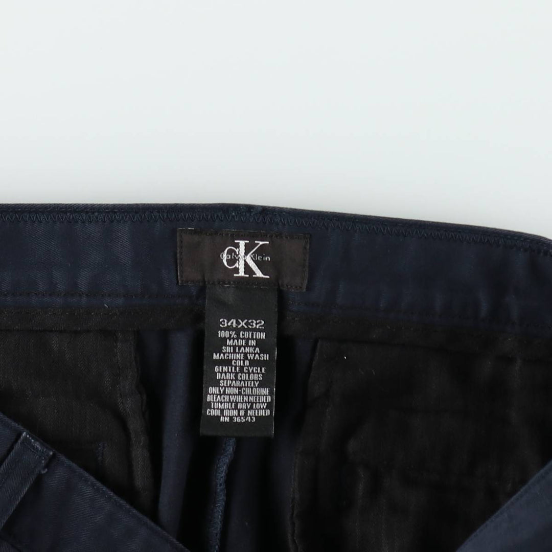 Calvin Klein men's chino pants, size W35 (approx.) cotton navy blue type Vintage Second Hand