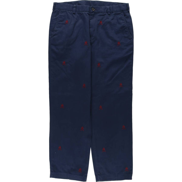 Brooks Brothers 346 all-over print chino pants, men's size W36 (approx.) cotton navy blue type Vintage Second Hand