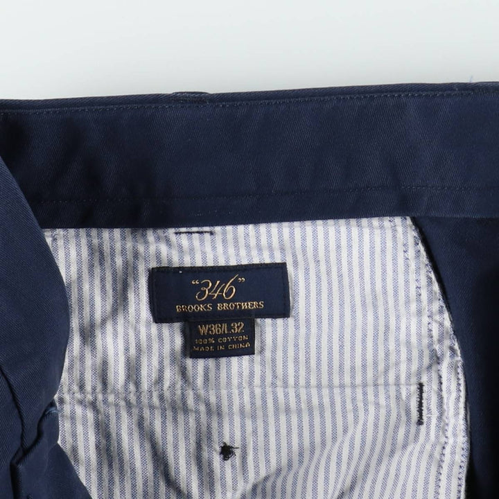 Brooks Brothers 346 all-over print chino pants, men's size W36 (approx.) cotton navy blue type Vintage Second Hand