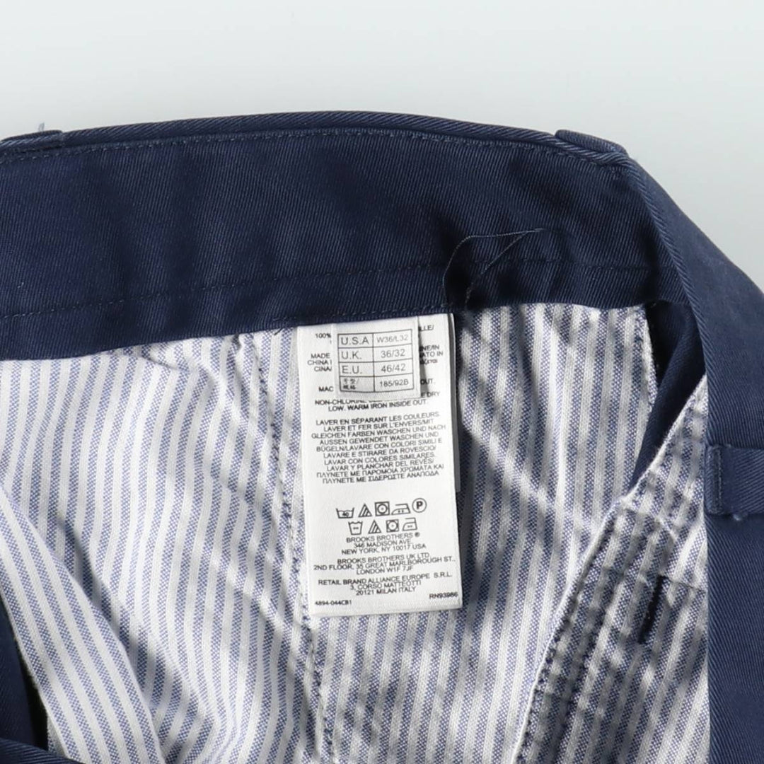 Brooks Brothers 346 all-over print chino pants, men's size W36 (approx.) cotton navy blue type Vintage Second Hand