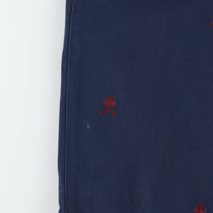 Brooks Brothers 346 all-over print chino pants, men's size W36 (approx.) cotton navy blue type Vintage Second Hand