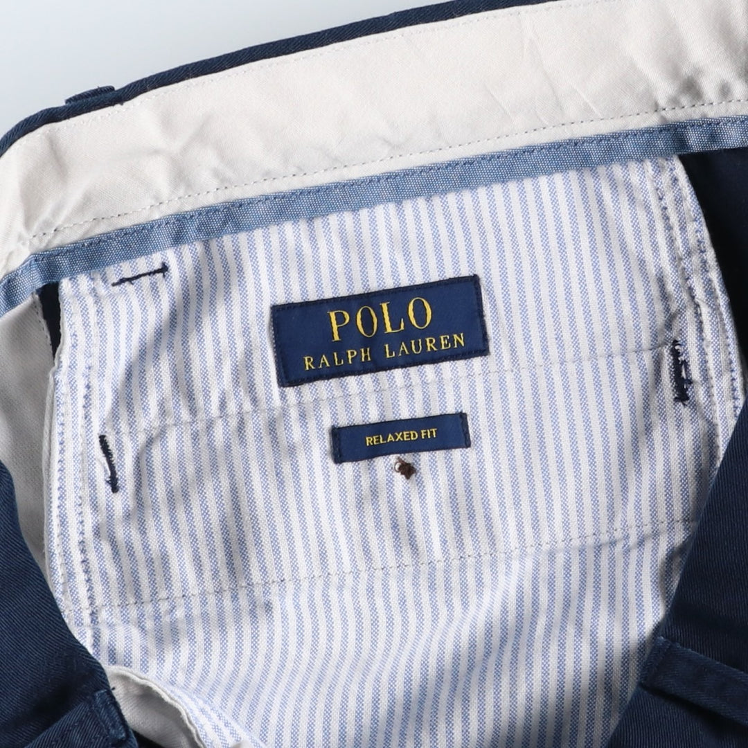 Ralph Lauren POLO RALPH LAUREN Relaxed Fit Chino Pants, Men's Size W35 (approx.) cotton navy blue type Vintage Second Hand