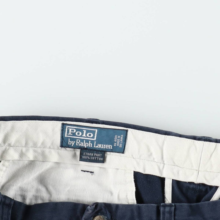 Ralph Lauren POLO by Ralph Lauren ETHAN PANT Two-pleat chino pants for men, size W36 cotton navy blue type Vintage Second Hand
