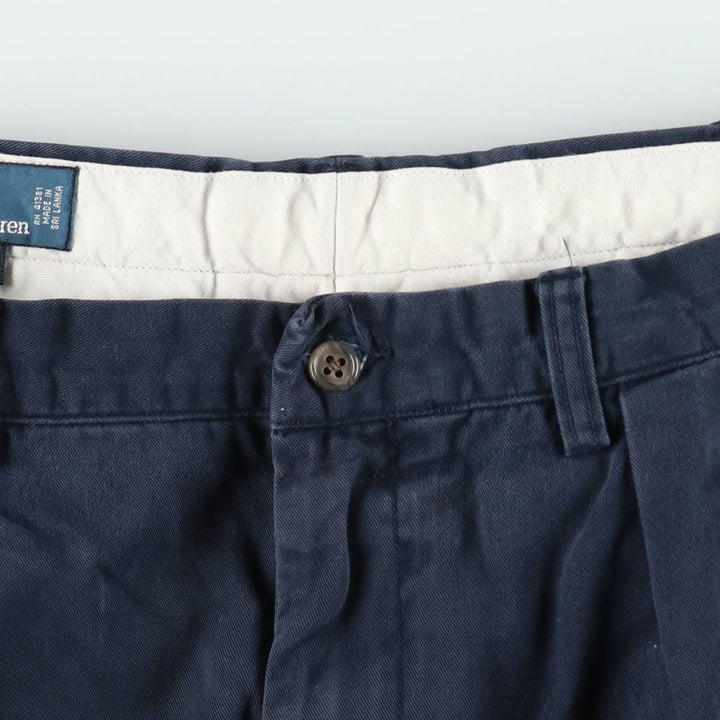 Ralph Lauren POLO by Ralph Lauren ETHAN PANT Two-pleat chino pants for men, size W36 cotton navy blue type Vintage Second Hand
