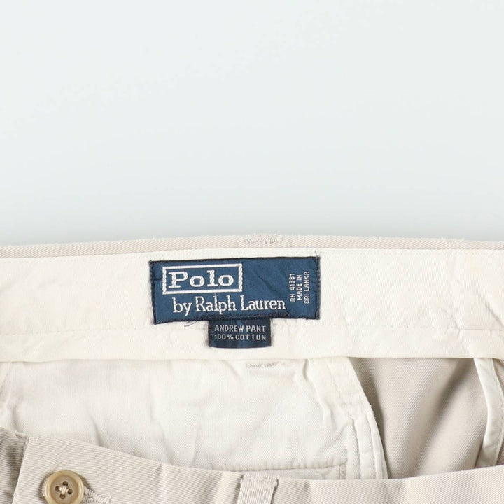 Ralph Lauren POLO by Ralph Lauren ANDREW PANT Two-pleat chino pants for men, equivalent to w36 cotton Beige type Vintage Second Hand